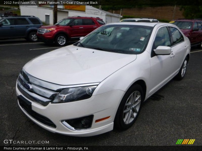 White Platinum Tri-Coat / Charcoal Black 2012 Ford Fusion SEL