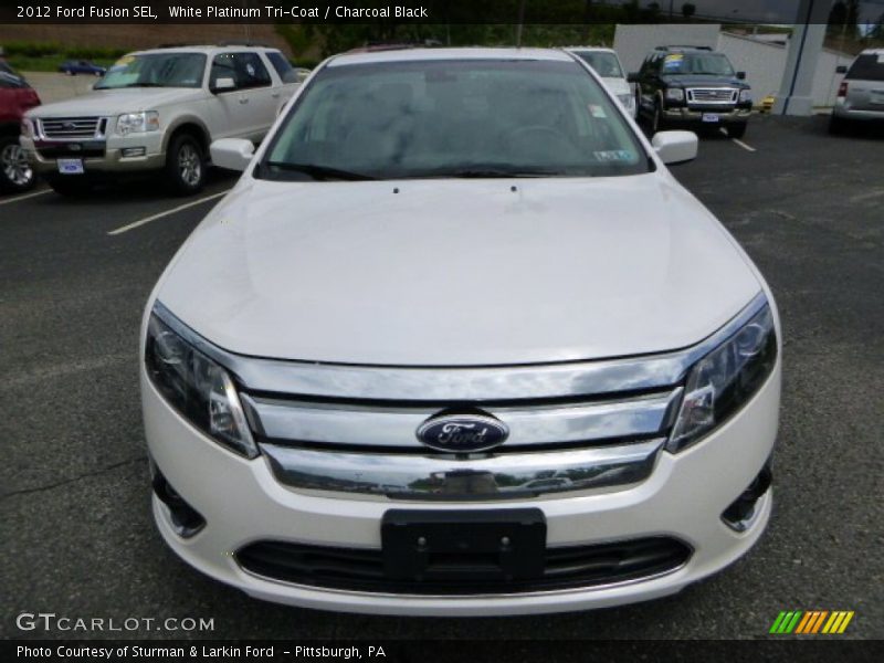 White Platinum Tri-Coat / Charcoal Black 2012 Ford Fusion SEL