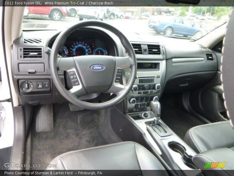 White Platinum Tri-Coat / Charcoal Black 2012 Ford Fusion SEL