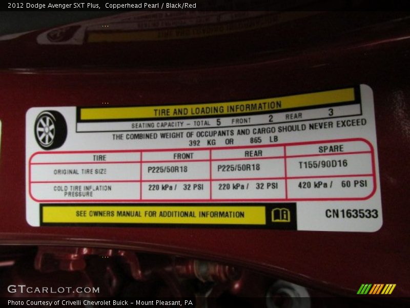 Copperhead Pearl / Black/Red 2012 Dodge Avenger SXT Plus