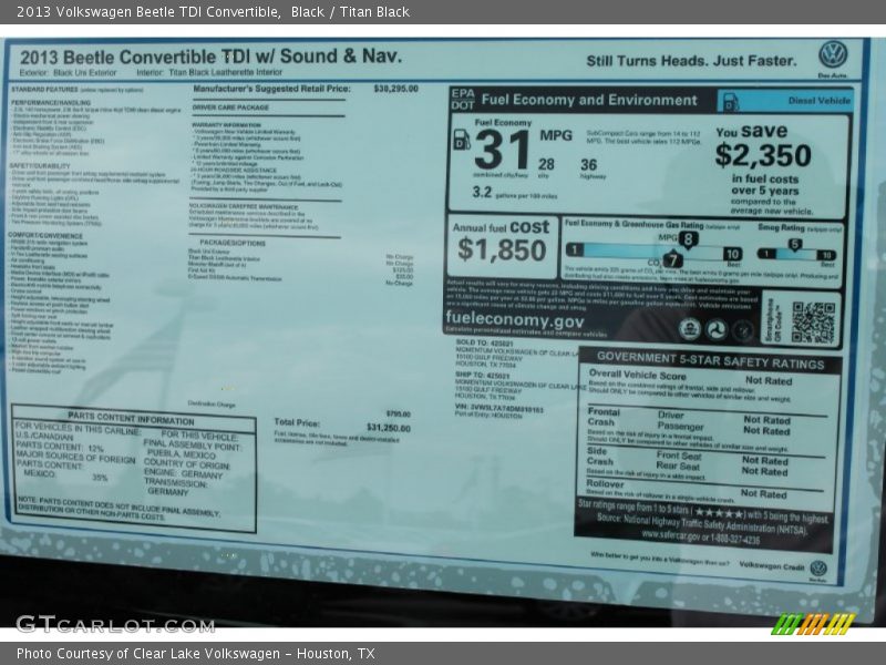Black / Titan Black 2013 Volkswagen Beetle TDI Convertible