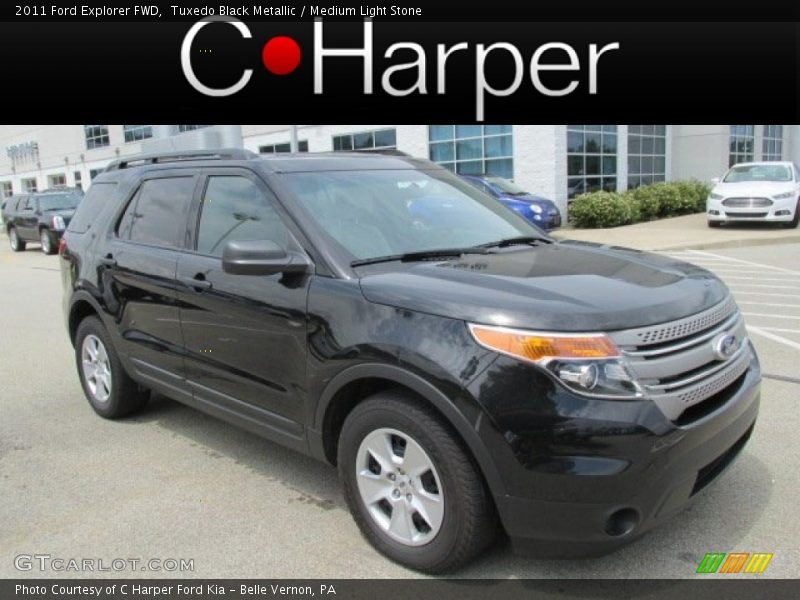 Tuxedo Black Metallic / Medium Light Stone 2011 Ford Explorer FWD