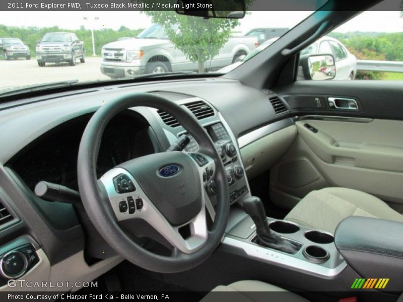 Tuxedo Black Metallic / Medium Light Stone 2011 Ford Explorer FWD