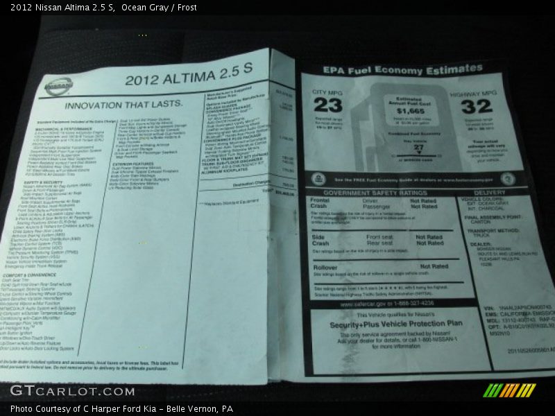 Ocean Gray / Frost 2012 Nissan Altima 2.5 S
