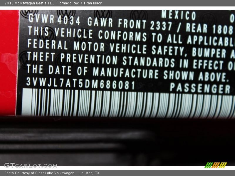 Tornado Red / Titan Black 2013 Volkswagen Beetle TDI