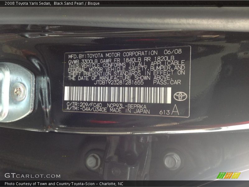 Black Sand Pearl / Bisque 2008 Toyota Yaris Sedan