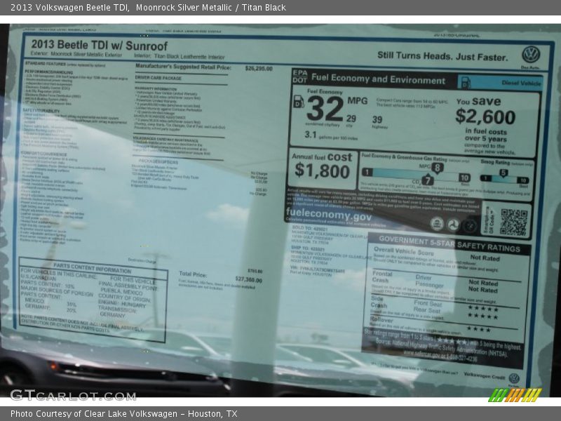 Moonrock Silver Metallic / Titan Black 2013 Volkswagen Beetle TDI