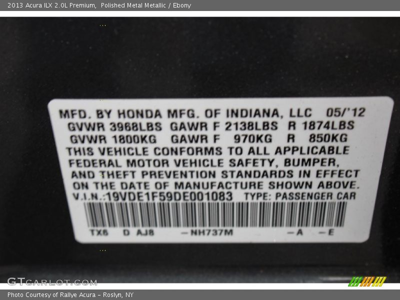 Polished Metal Metallic / Ebony 2013 Acura ILX 2.0L Premium