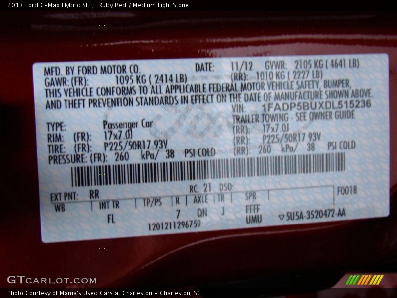 Ruby Red / Medium Light Stone 2013 Ford C-Max Hybrid SEL