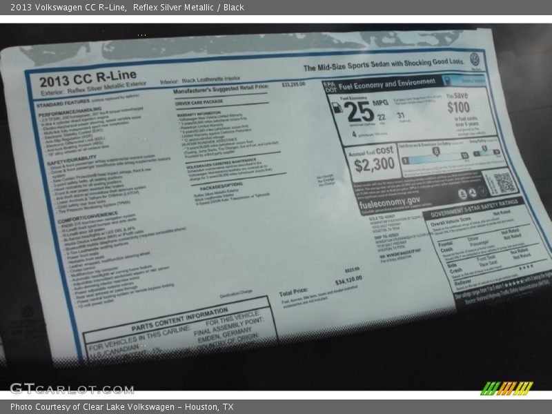 Reflex Silver Metallic / Black 2013 Volkswagen CC R-Line