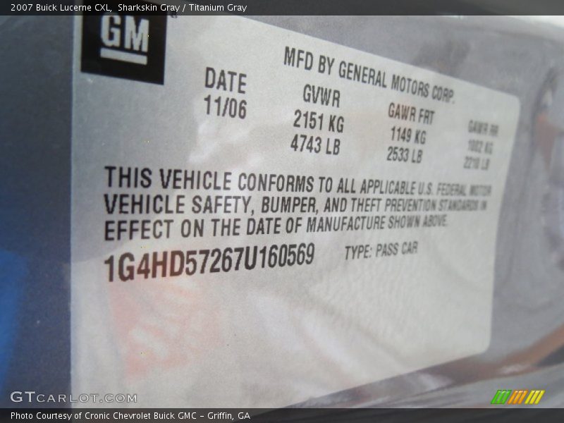 Sharkskin Gray / Titanium Gray 2007 Buick Lucerne CXL