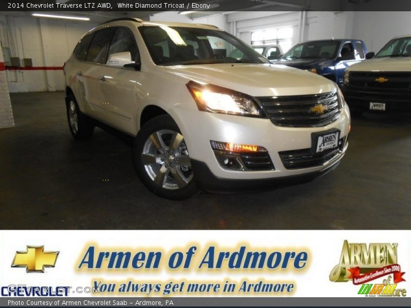 White Diamond Tricoat / Ebony 2014 Chevrolet Traverse LTZ AWD