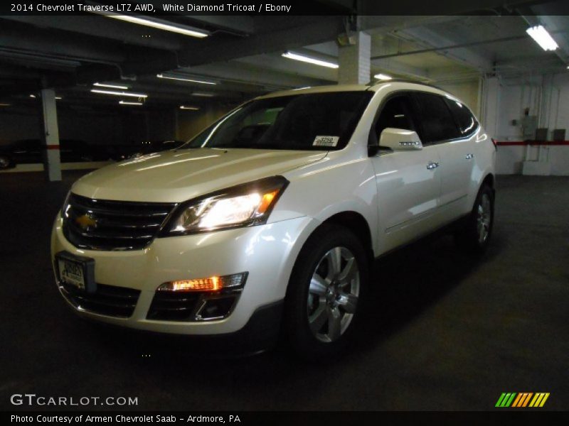 White Diamond Tricoat / Ebony 2014 Chevrolet Traverse LTZ AWD
