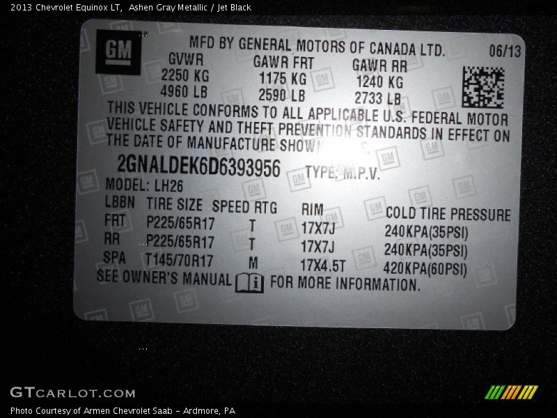 Ashen Gray Metallic / Jet Black 2013 Chevrolet Equinox LT