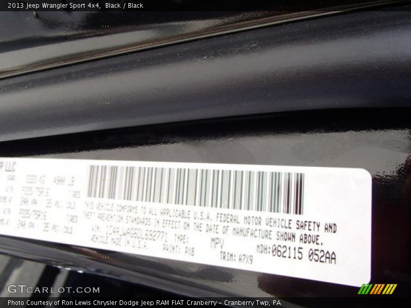 Black / Black 2013 Jeep Wrangler Sport 4x4