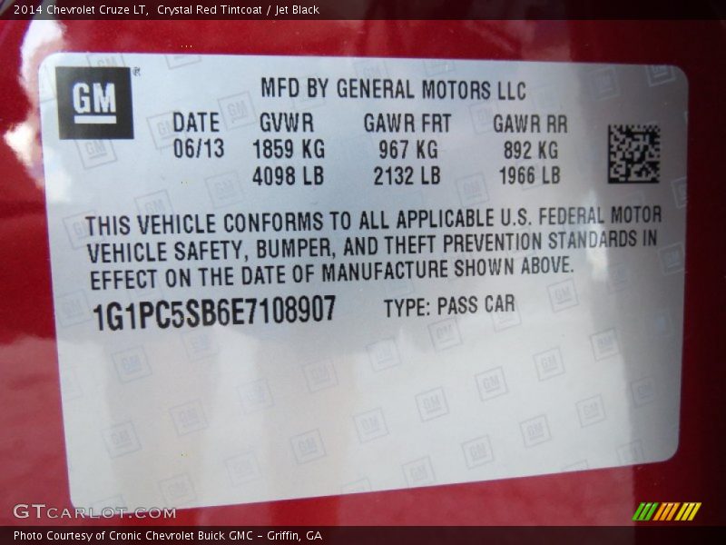 Crystal Red Tintcoat / Jet Black 2014 Chevrolet Cruze LT