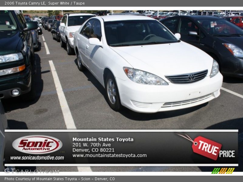 Super White / Taupe 2006 Toyota Camry LE