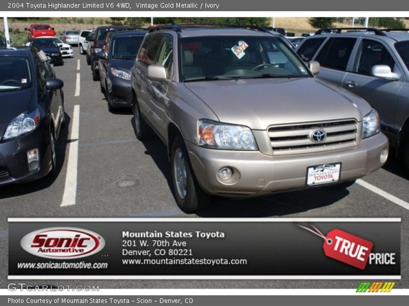 Vintage Gold Metallic / Ivory 2004 Toyota Highlander Limited V6 4WD
