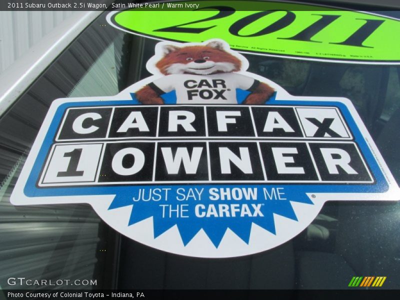 Satin White Pearl / Warm Ivory 2011 Subaru Outback 2.5i Wagon