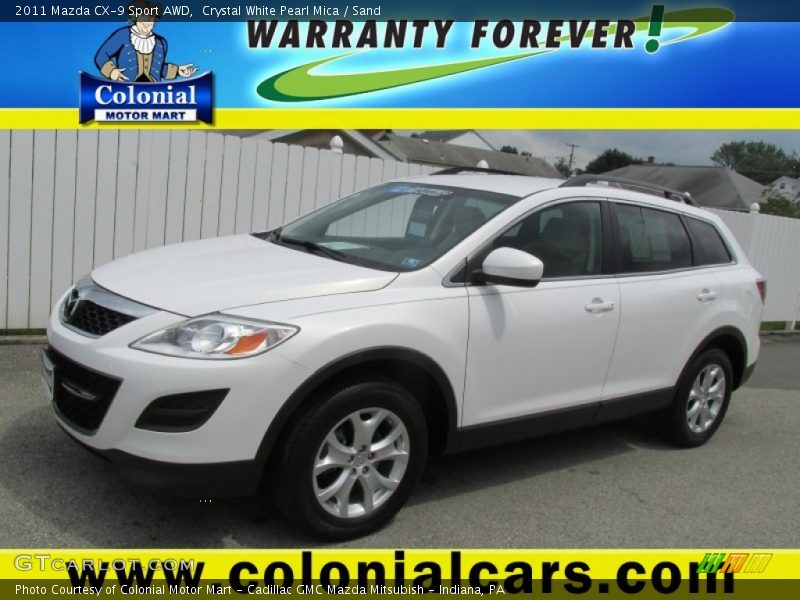 Crystal White Pearl Mica / Sand 2011 Mazda CX-9 Sport AWD