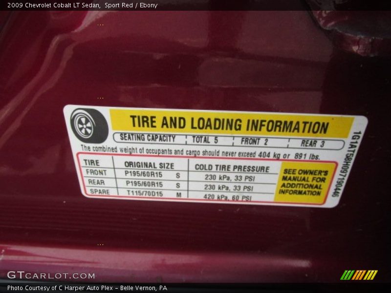 Sport Red / Ebony 2009 Chevrolet Cobalt LT Sedan