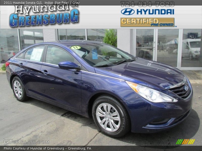 Indigo Blue Pearl / Gray 2011 Hyundai Sonata GLS