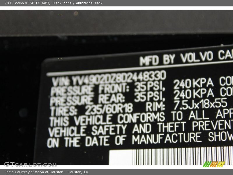 Black Stone / Anthracite Black 2013 Volvo XC60 T6 AWD