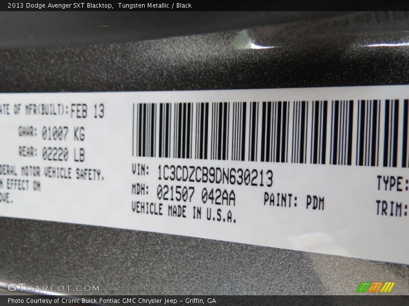 Tungsten Metallic / Black 2013 Dodge Avenger SXT Blacktop
