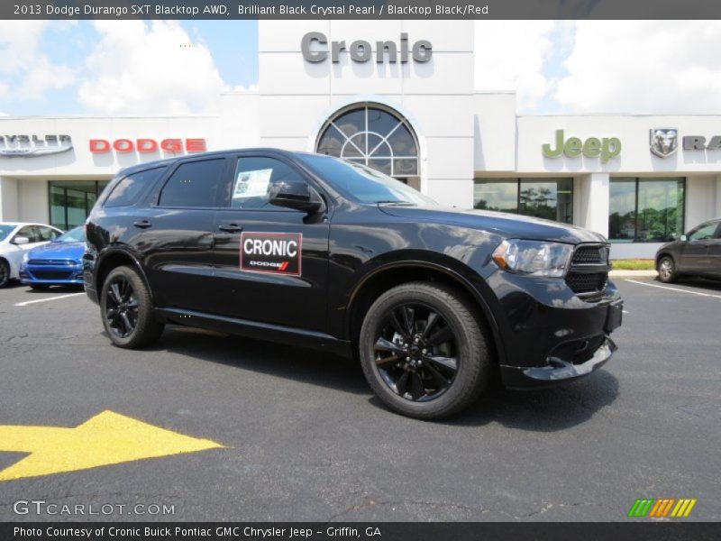 Brilliant Black Crystal Pearl / Blacktop Black/Red 2013 Dodge Durango SXT Blacktop AWD