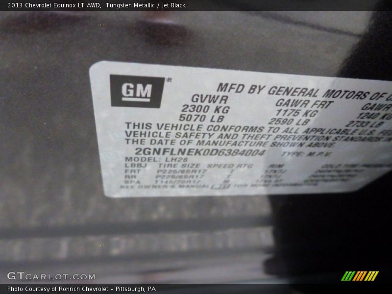 Tungsten Metallic / Jet Black 2013 Chevrolet Equinox LT AWD
