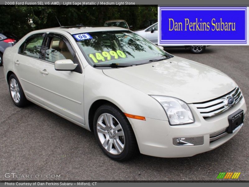 Light Sage Metallic / Medium Light Stone 2008 Ford Fusion SEL V6 AWD