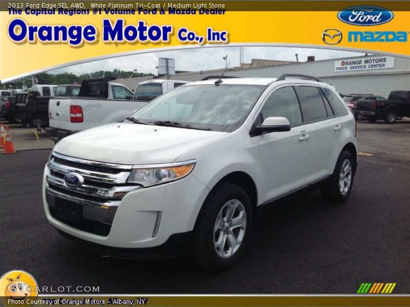 White Platinum Tri-Coat / Medium Light Stone 2013 Ford Edge SEL AWD