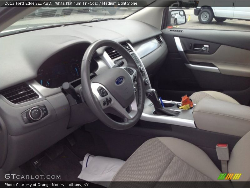 White Platinum Tri-Coat / Medium Light Stone 2013 Ford Edge SEL AWD