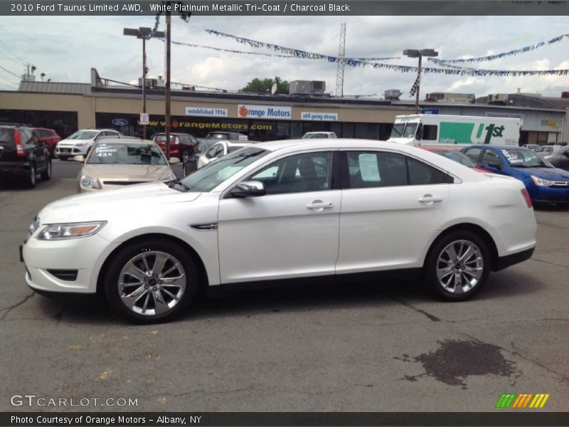 White Platinum Metallic Tri-Coat / Charcoal Black 2010 Ford Taurus Limited AWD