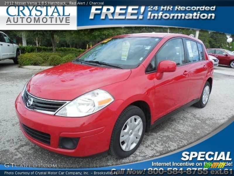 Red Alert / Charcoal 2012 Nissan Versa 1.8 S Hatchback
