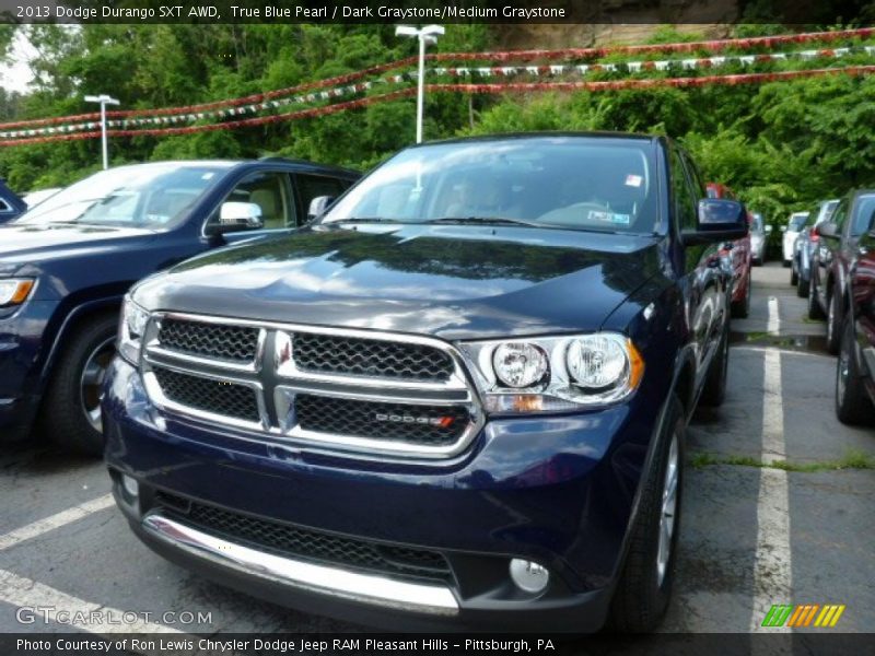 True Blue Pearl / Dark Graystone/Medium Graystone 2013 Dodge Durango SXT AWD