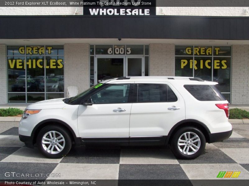 White Platinum Tri-Coat / Medium Light Stone 2012 Ford Explorer XLT EcoBoost