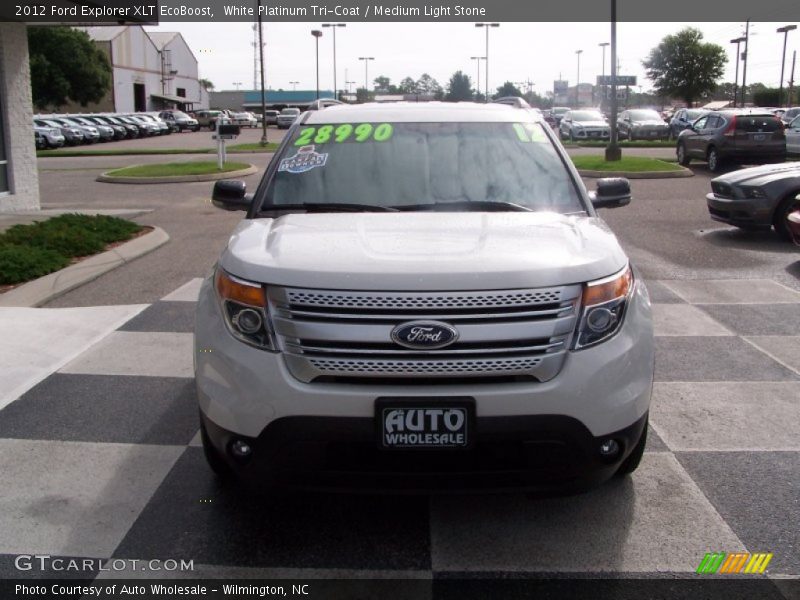 White Platinum Tri-Coat / Medium Light Stone 2012 Ford Explorer XLT EcoBoost
