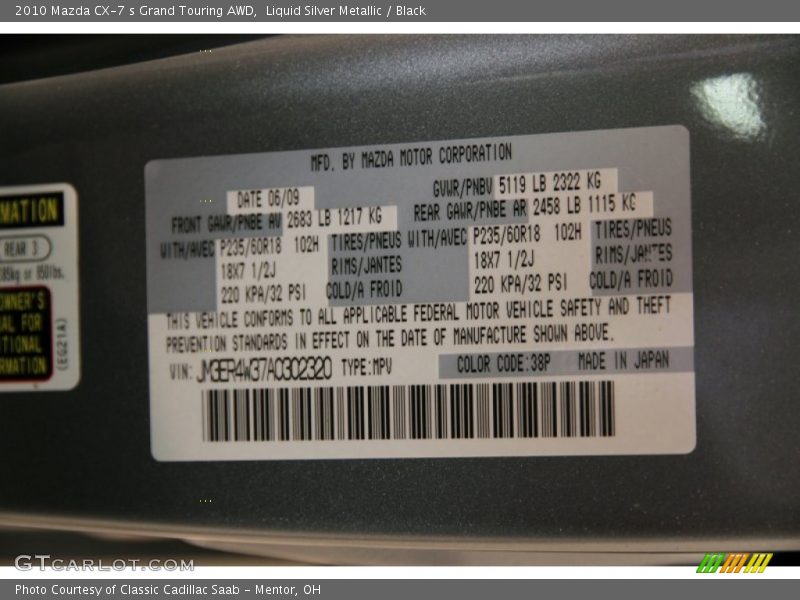 Liquid Silver Metallic / Black 2010 Mazda CX-7 s Grand Touring AWD