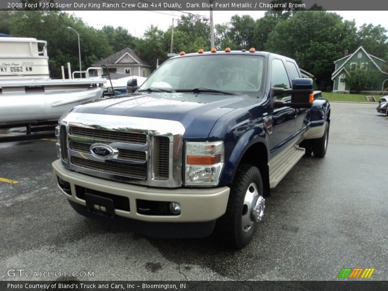 Dark Blue Pearl Metallic / Chaparral Brown 2008 Ford F350 Super Duty King Ranch Crew Cab 4x4 Dually