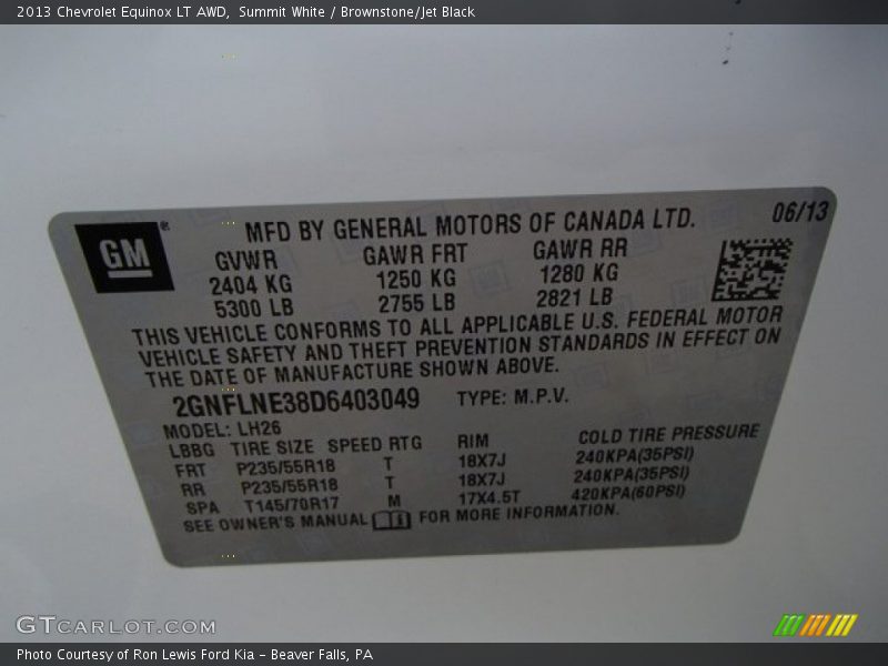 Summit White / Brownstone/Jet Black 2013 Chevrolet Equinox LT AWD