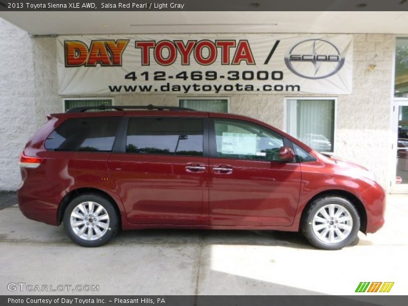 Salsa Red Pearl / Light Gray 2013 Toyota Sienna XLE AWD