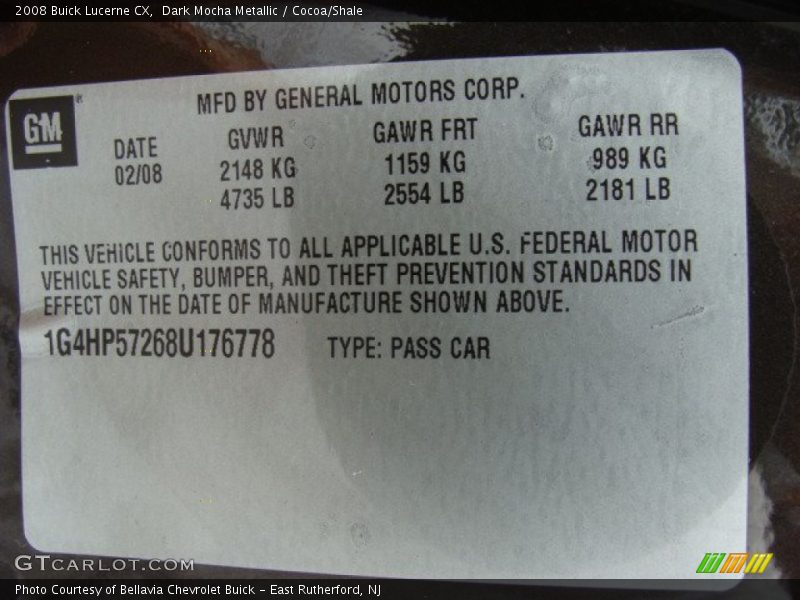 Dark Mocha Metallic / Cocoa/Shale 2008 Buick Lucerne CX