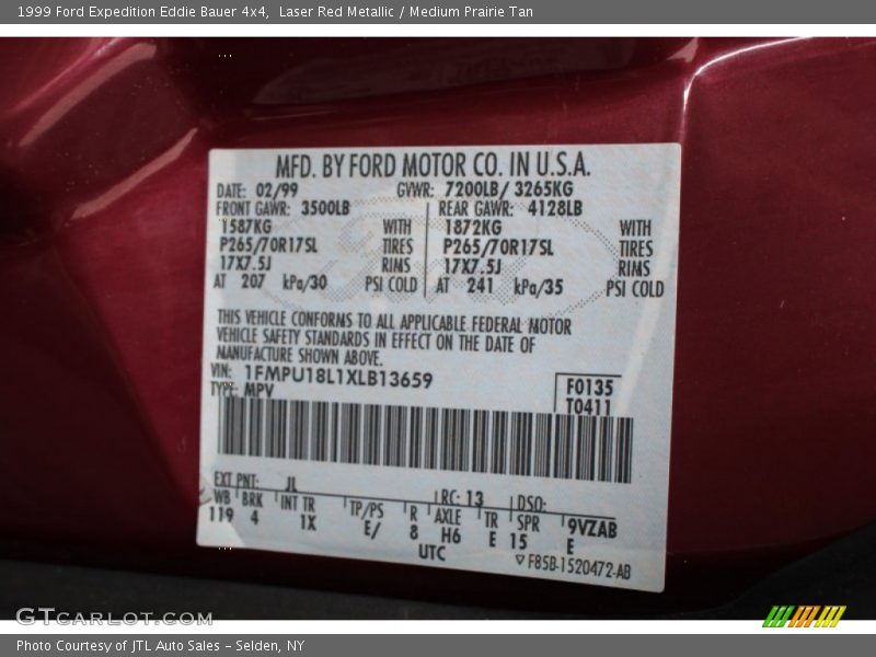 Laser Red Metallic / Medium Prairie Tan 1999 Ford Expedition Eddie Bauer 4x4