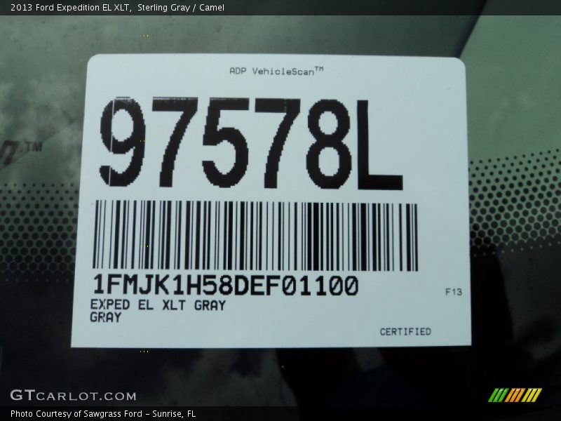 Sterling Gray / Camel 2013 Ford Expedition EL XLT