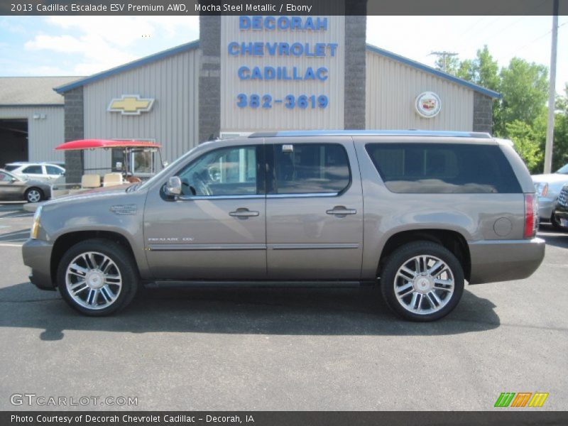 Mocha Steel Metallic / Ebony 2013 Cadillac Escalade ESV Premium AWD