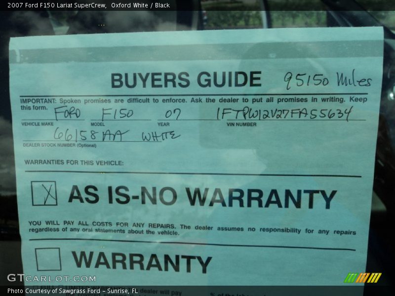 Oxford White / Black 2007 Ford F150 Lariat SuperCrew