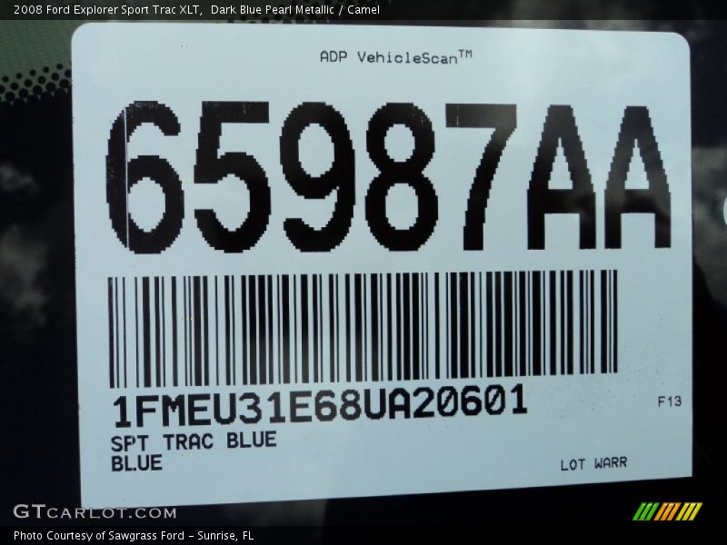 Dark Blue Pearl Metallic / Camel 2008 Ford Explorer Sport Trac XLT