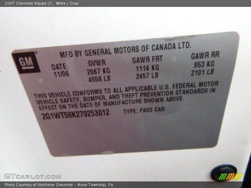 White / Gray 2007 Chevrolet Impala LT