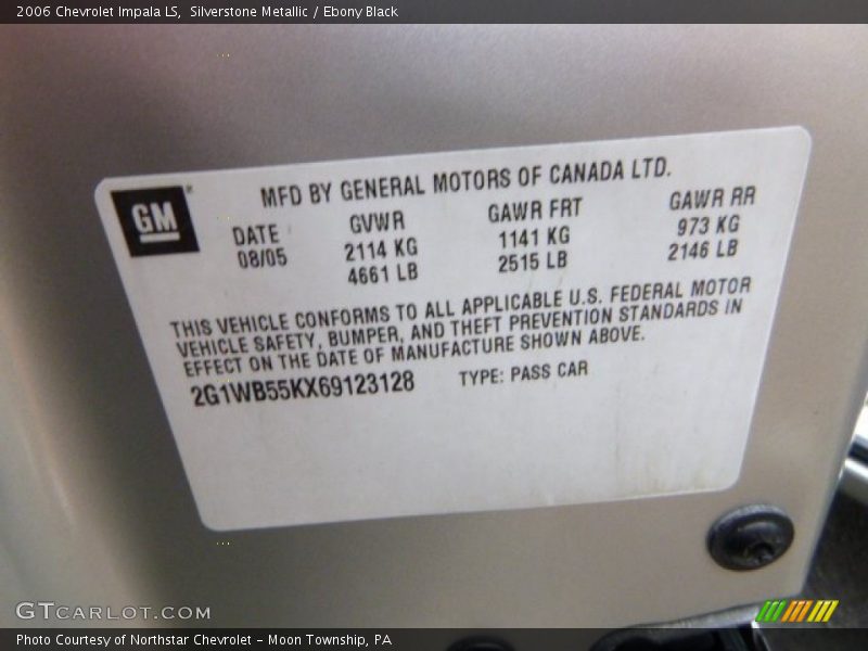 Silverstone Metallic / Ebony Black 2006 Chevrolet Impala LS